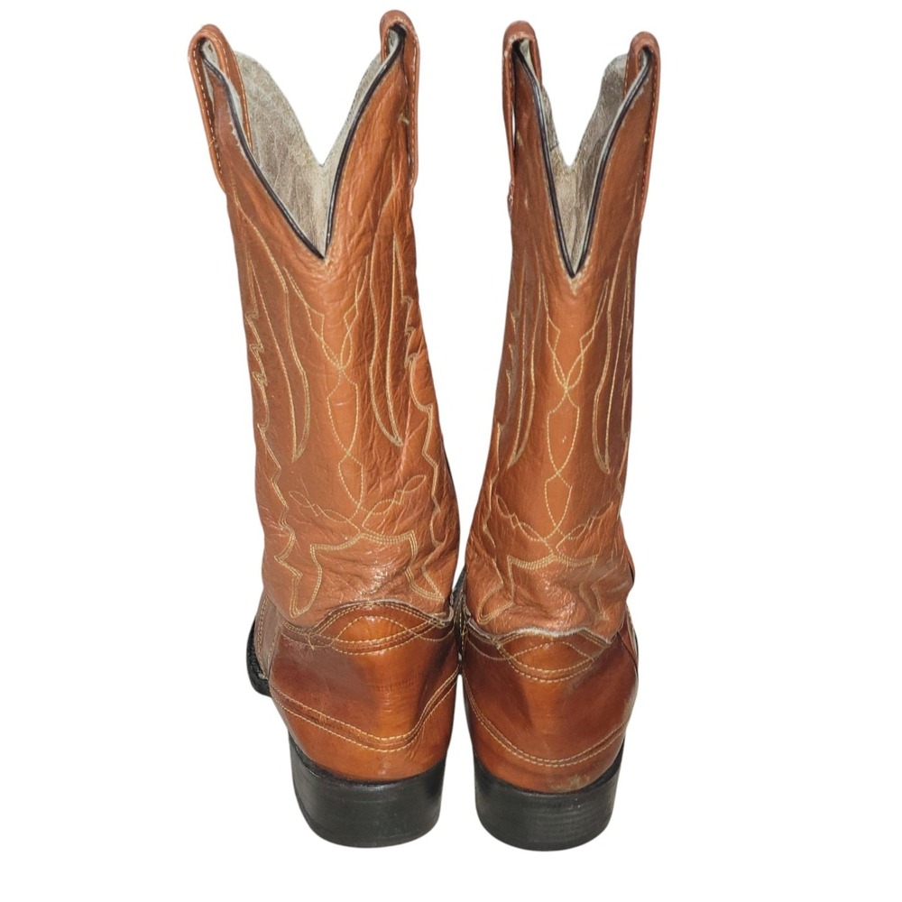 Botas Tejas Exotic Men's Eel Skin Brown Cowboy Boots US Size 8 - Picture 10 of 15